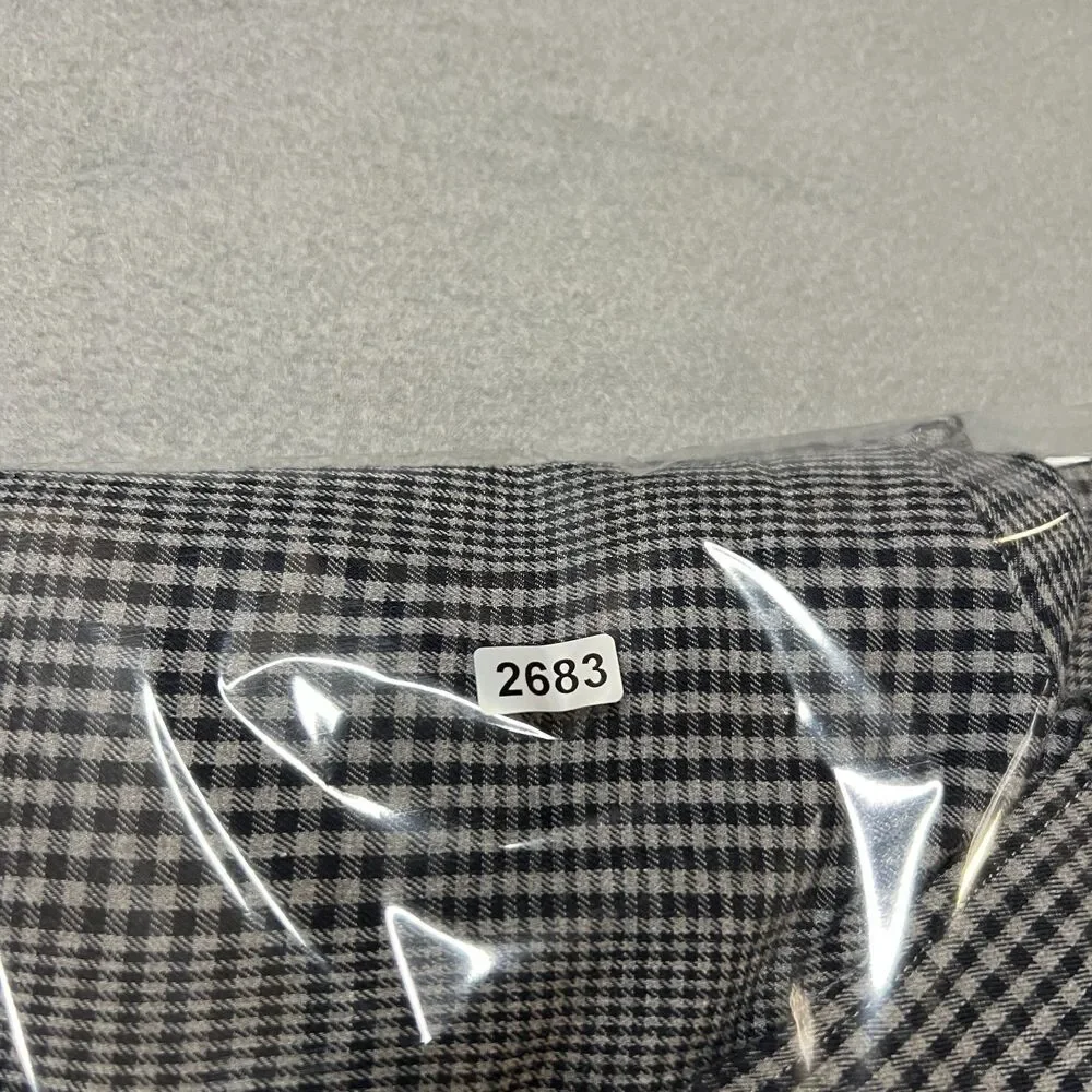 J. Crew Shirt Mens M Black Gray Houndstooth Check Long Sleeve Slim Fit Button-Up